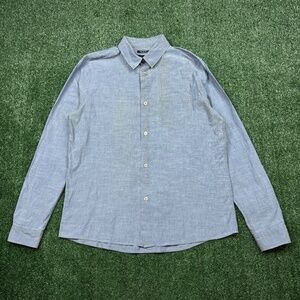 APC Button Up Shirt Men's Size XL Blue Collared Lightweight Designer Long Sleeve